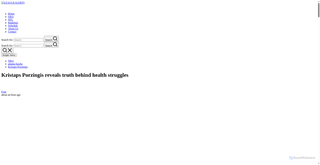 Security scan screenshot of https://leaguealertsofficial.com/nba/kristaps-porzingis-reveals-truth-behind-health-struggles/