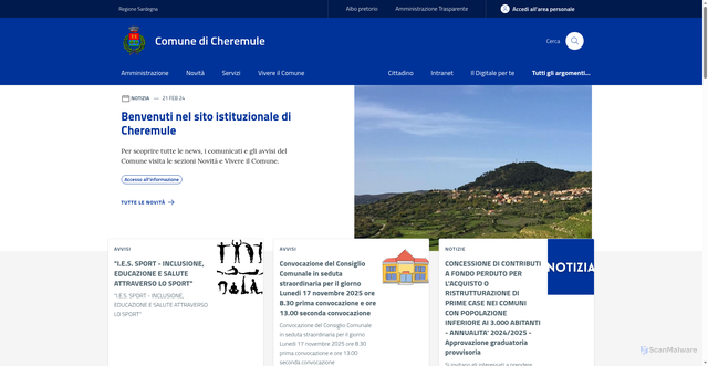 Security scan screenshot of https://www.comune.cheremule.ss.it/