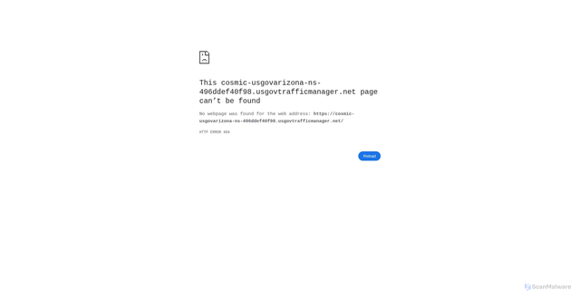 Security scan screenshot of https://cosmic-usgovarizona-ns-496ddef40f98.usgovtrafficmanager.net