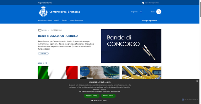 Security scan screenshot of https://www.comune.valbrembilla.bg.it/it