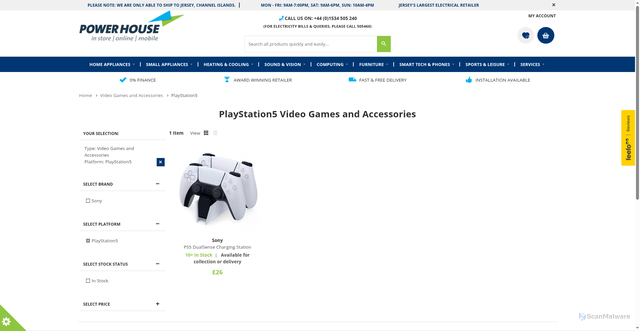 Security scan screenshot of https://www.powerhouse.je/video-games-and-accessories-c1131/playstation5-t3508