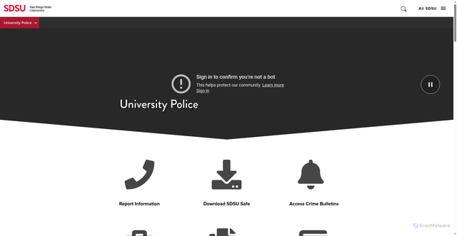 Security scan screenshot of https://police.sdsu.edu/