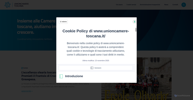 Security scan screenshot of https://www.unioncamere-toscana.it/