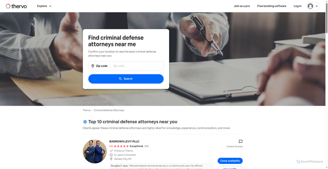 Security scan screenshot of https://thervo.com/criminal-defense-attorneys