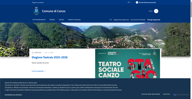 Security scan screenshot of https://www.comune.canzo.co.it/