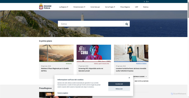 Security scan screenshot of https://www.regione.puglia.it/