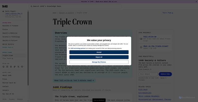 Security scan screenshot of https://join1440.com/t/triple-crown