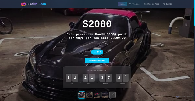 Security scan screenshot of https://luckysnaphn.com/