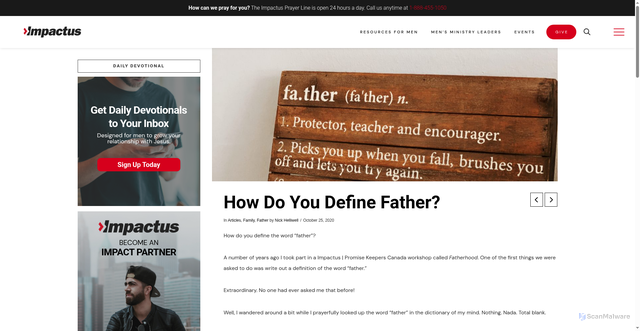 Security scan screenshot of https://www.impactus.org/articles/how-do-you-define-father/