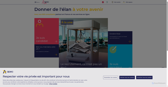Security scan screenshot of https://www.apec.fr/