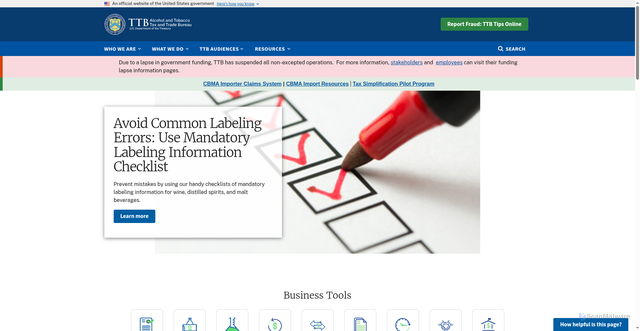 Security scan screenshot of https://www.ttb.gov/