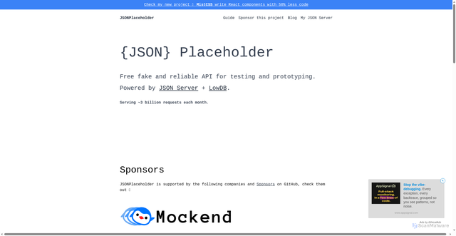 Security scan screenshot of https://jsonplaceholder.typicode.com