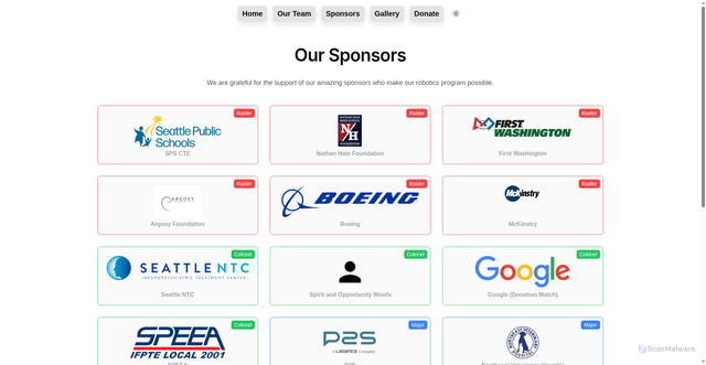 Security scan screenshot of https://roboraiders.pages.dev/sponsors