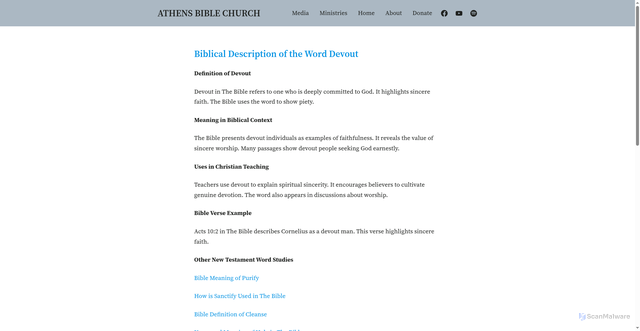 Security scan screenshot of https://www.athensbible.org/meaning-word-devout/