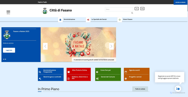 Security scan screenshot of https://www.comune.fasano.br.it/