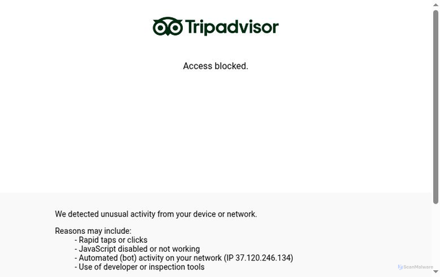 Security scan screenshot of https://www.tripadvisor.se/