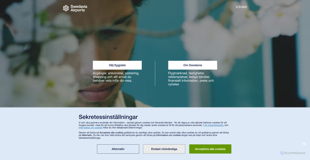 Security scan screenshot of https://www.swedavia.se/