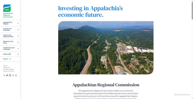 Security scan screenshot of https://arc.gov/