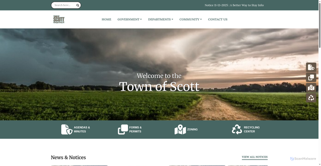 Security scan screenshot of https://townofscottsheboyganwi.gov/