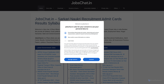 Security scan screenshot of https://jobschat.in