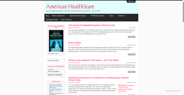 Security scan screenshot of http://healthscareonline.com/