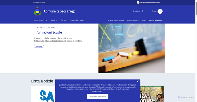 Security scan screenshot of https://comune.secugnago.lo.it/