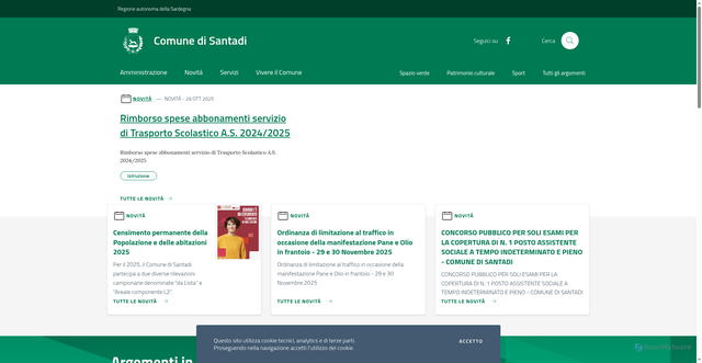 Security scan screenshot of https://www.comune.santadi.su.it/santadi/