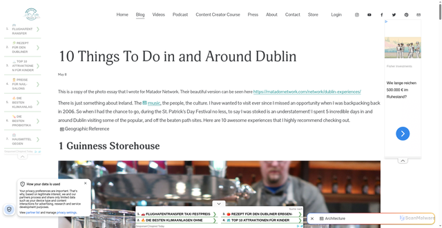 Security scan screenshot of https://www.monicagoes.com/blog/dublin-ireland