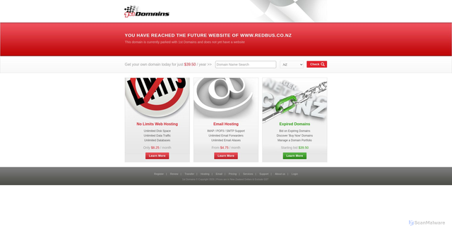 Security scan screenshot of http://www.redbus.co.nz/