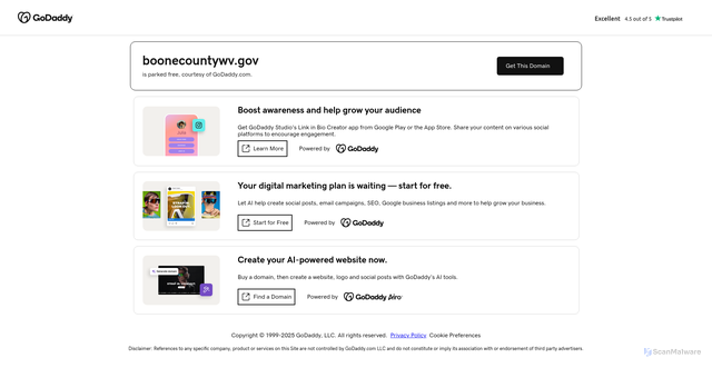 Security scan screenshot of https://boonecountywv.gov/