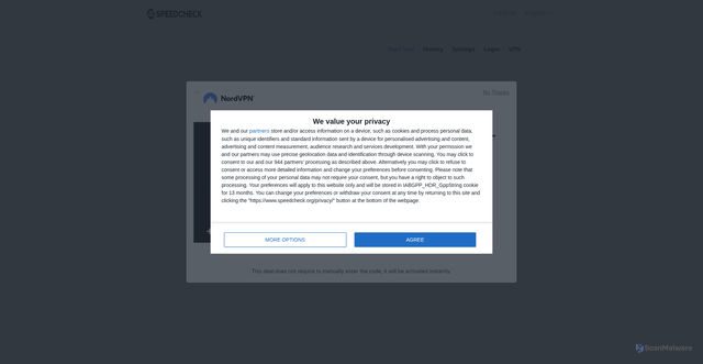 Security scan screenshot of https://www.speedcheck.org/