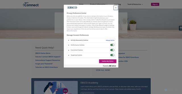 Security scan screenshot of https://support.ebscohost.com