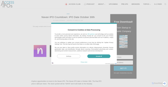 Security scan screenshot of https://accessipos.com/navan-ipo-stock/