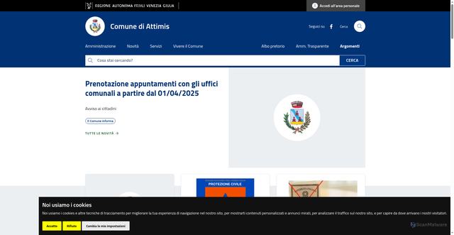 Security scan screenshot of https://www.comune.attimis.ud.it/