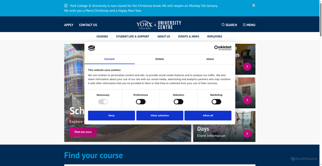 Security scan screenshot of https://www.yorkcollege.ac.uk/