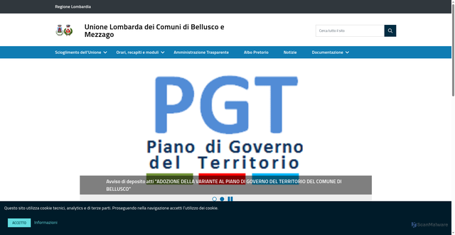 Security scan screenshot of https://unione.belluscomezzago.mb.it/