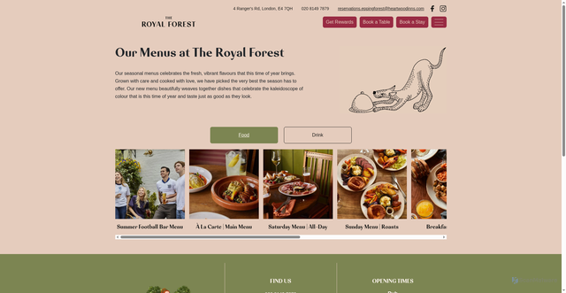 Security scan screenshot of https://royalforesteppingforest.com/menus/?utm_source=Atreemo&utm_medium=email&utm_campaign=4712-HWI%20England%20Norway