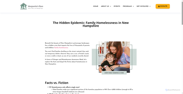 Security scan screenshot of https://margueritesplace.org/family-homelessness-in-new-hampshire/