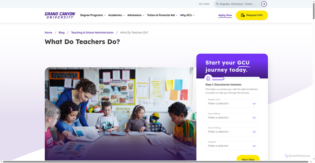 Security scan screenshot of https://www.gcu.edu/blog/teaching-school-administration/what-do-teachers-do
