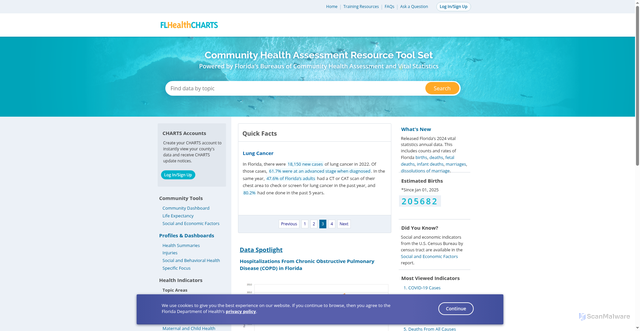 Security scan screenshot of https://www.flhealthcharts.gov/charts/default.aspx