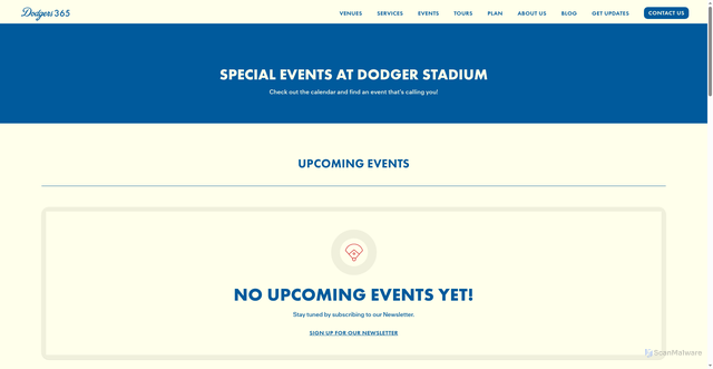 Security scan screenshot of https://www.dodgers365.com/events