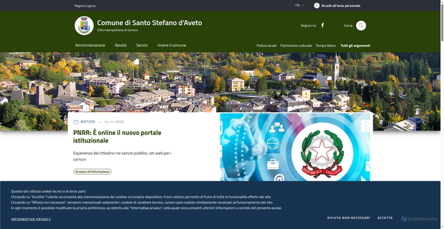 Security scan screenshot of https://www.comune.santostefanodaveto.ge.it