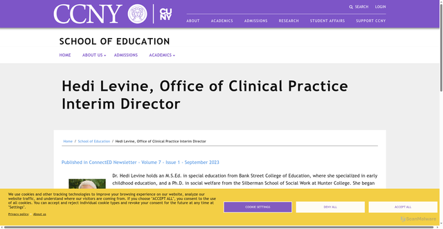 Security scan screenshot of https://www.ccny.cuny.edu/education/hedi-levine-office-clinical-practice-interim-director?srsltid=AU7gw4UQ_g4-oH_sDprp8GVlaT7iTbu4asNSQrLmABaayY653PSj-N9Q