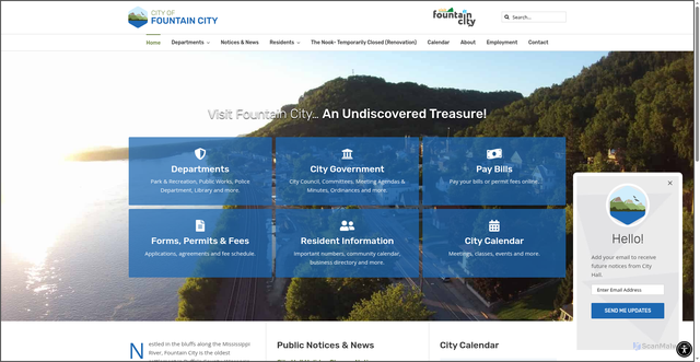 Security scan screenshot of https://www.fountaincitywi.gov/