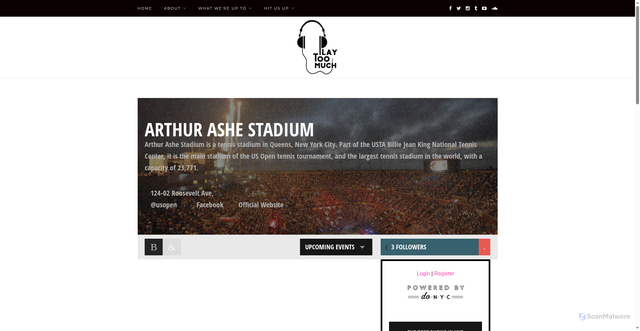 Security scan screenshot of http://calendar.playtoomuch.com/venues/arthur-ashe-stadium