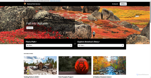 Security scan screenshot of https://nps.gov/index.htm