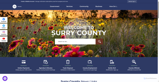 Security scan screenshot of https://surrycountyva.gov/