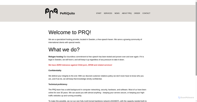 Security scan screenshot of https://prq.se