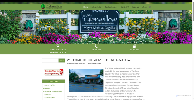 Security scan screenshot of https://glenwillow-oh.gov/