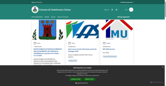 Security scan screenshot of https://www.comune.castelnuovocalcea.at.it/it